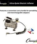 Ultra Quiet 110V Air Compressor Inflator with 1/8 HP OilFree Motor, 60 PSI Max, Gauge Hose And Needle, Portable Compact Design