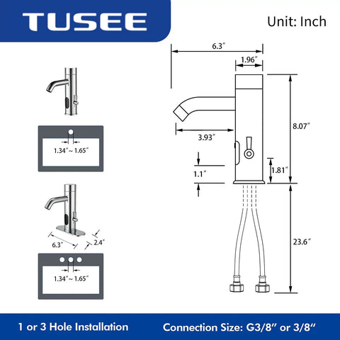 Touchless Bathroom Faucet With Manual And Automatic Modes One Temperature Control Rod Chrome Finish Hygienic Sensor Tap diagrams