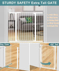 Extra Tall Baby Gate 38 Inch High For Stairs And Doorways Extra Wide 57 To 59 Inch Pressure Mounted Indoor Gate in living room
