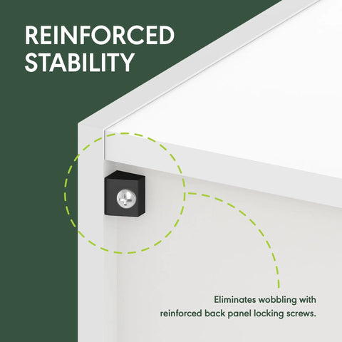 Reinforced stability feature of the Slick 6 Tier Narrow Closet Organizer In Classic Amber Pine with locking screws.