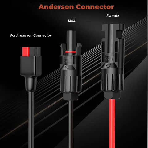 Close-up of Anderson connectors, male and female, part of the 4 In 1 Solar Connector Kit With DC7909 DC5521 Anderson And XT60 Adapters.