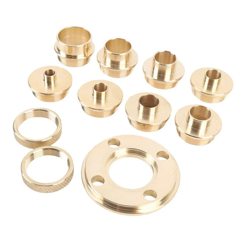 Efficient Router Template Guide Kit - 11 Piece Brass Bushing Set For Woodworking And Shaping, Durable Adapters Visible