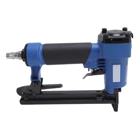Heavy Duty Pneumatic Brad Nailer 20 Gauge side view showcasing durable materials and ergonomic handle for precision trim jobs.