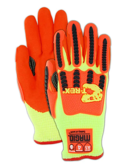 Arctic T Rex ANSI A5 Cut Resistant Thermal Waterproof Work Gloves With Insulcore Lining One Pair Hi Vis Yellow Orange Size 9 Large