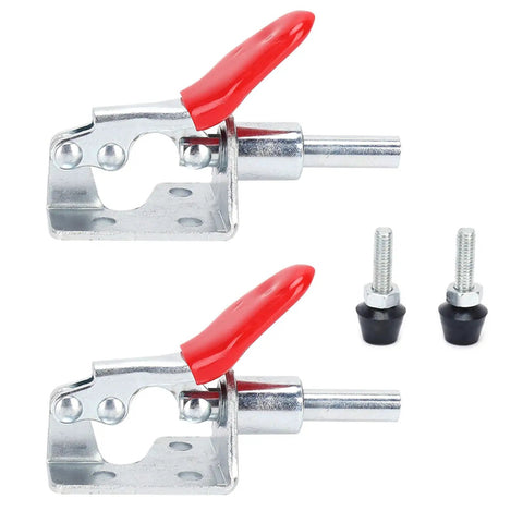 Two Pack Toggle Clamp Set Push Pull Quick Positioning Fixture For Small Space DIY Friendly Home Decor And Woodworking Iron And Plastic 6.6 By 4 Cm Holding Alignment Hand Tool, two clamps and bolts