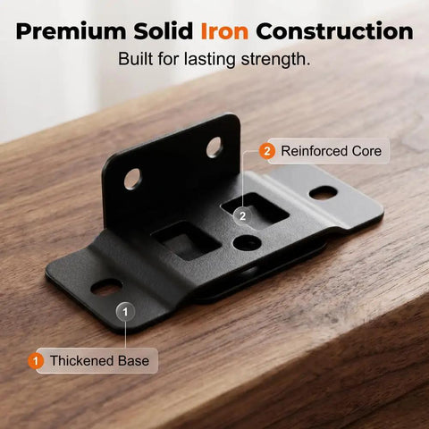 Beefed-Up Heavy-Duty Stainless Steel Corner Brackets For Furniture Reinforcement on wood surface, focus on thickened base.