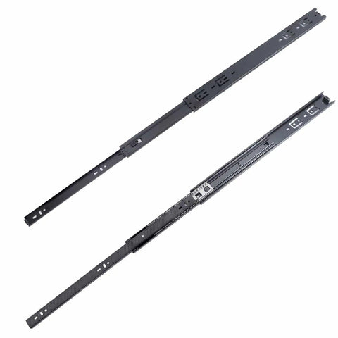 18 Inch Full Extension Ball Bearing Drawer Slides 2 Pack Heavy Duty Side Mount Cabinet Rails Black For Tool Boxes, Keyboard Trays