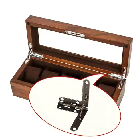 Soft-Close Cabinet Hinges With Hydraulic Damper on open wooden box, showcasing concealed hinge detail for smooth operation
