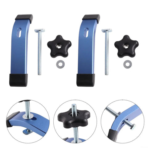 Get Your Setup Locked Down With This 2 Pack T Slot Clamp Set Featuring M8 Slide Track System Anodized Aluminum Lever Handle Design showing clamp parts.