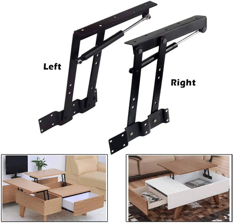 Two Pack Folding Lift Up Top Coffee Table Mechanism With Gas Hydraulic Hinges Heavy Duty Lift Frame Hardware Installed