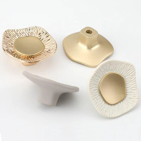 Four Pack Single Hole Drawer Knobs In Champagne Gold Finish Textured Zinc Alloy Cabinet Handles For Modern Minimalist Furniture