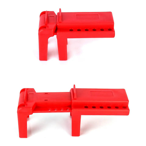 Heavy Duty Ball Valve Lockout Kit Badass Safety Gear Fits Most Pipe Fittings Covers Half To TwoandAHalf Inch Handles showing clips in red color.
