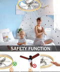 Cool Modern Ceiling Fan With Light Semi Flush Mount Low Profile Design, safe operation with LED lighting over family room.