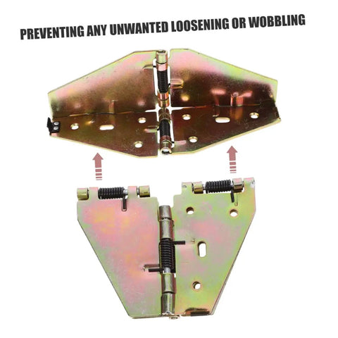 Quick Swap Folding Table Leaf Hinges and Drop Leaf Hardware showing gold finish steel brackets for sturdy installation.