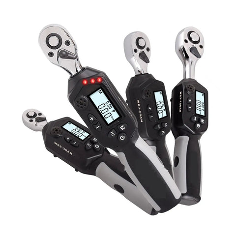 High Accuracy Digital Torque Meter With Backlight Display And Buzzer Alarm, showcasing multiple angles and features of the tool.