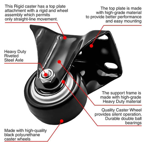 Heavy Duty 12 Pack 1.5 Inch Fixed Caster Wheels For Moving Big Couches And Workbenches Each Polyurethane Roller handles 75 pounds.