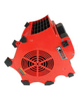 Red Beast Mode 3 Speed Floor Blower Fan with heavy duty ABS construction, showing 1200 CFM airflow design and overload protection features.