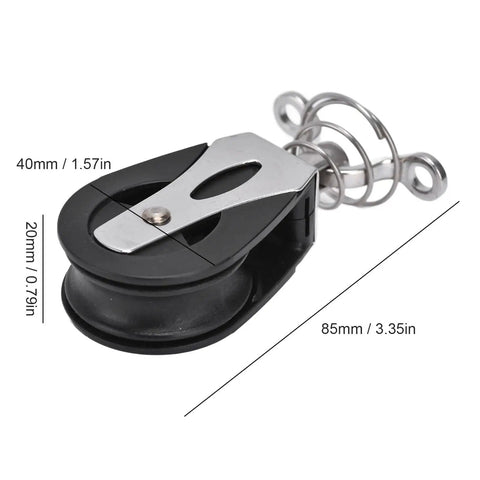 Marine Grade Swivel Sheave Block Head 316 Stainless Steel And Nylon, Three Eighths Inch Wheel Width, 20mm Thick, 1500 Pounds Working Load