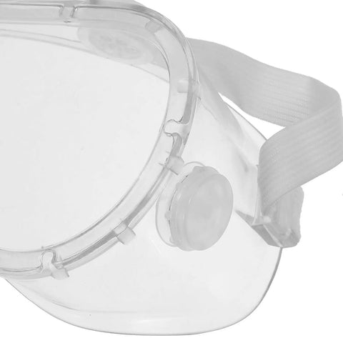 Close-up of badass protective safety goggles with anti fog clarity and scratch resistant lenses for heavy duty tasks.