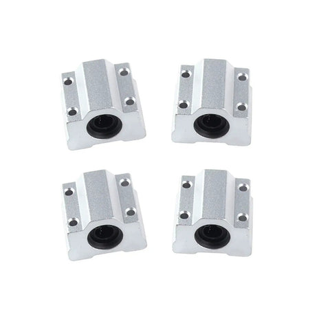 4 Pack Linear Motion Bearing Slides for CNC Parts and 3D Printer Upgrades, 8mm to 25mm Length, Compatible With SCS8UU to SCS25UU, Precision Machine Tools, Durable, High Precision Motion for DIY Builds, four silver linear bearing blocks