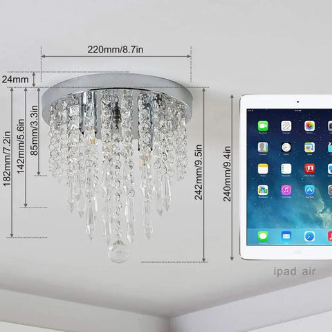 Mini Crystal Chandelier Two Lights Flush Mount Ceiling Light for Bedroom Hallway Bar Kitchen Bathroom beside iPad Air