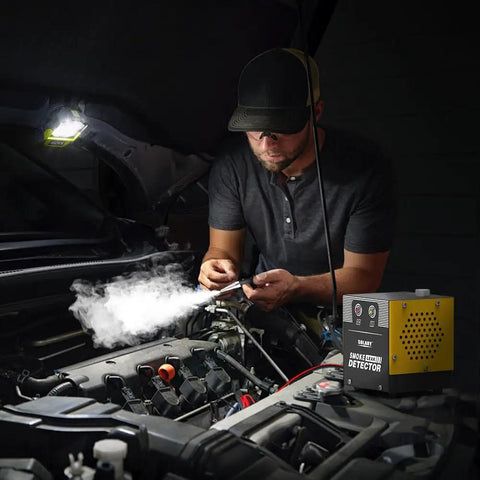 Heavy Duty Smoke Machine Leak Detector With Built In Pump tracks down sneaky automotive and home leaks in thirty seconds.