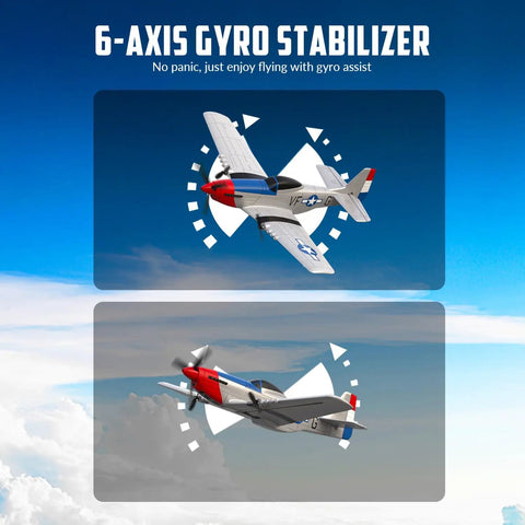 P 51D Mustang RC Plane For Beginners With 3 Channel Remote Control And 2 4Ghz Radio 6 Axis Gyro Stabilizer in flight demonstration