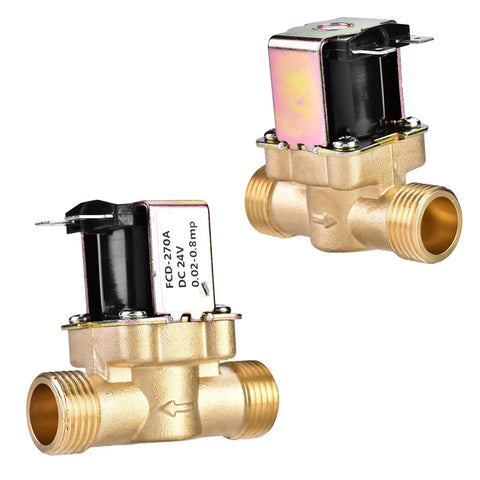Solid Brass 24 Volt Dc Solenoid Valve For Predictable Water Pressure Setup That Absorbs Pressure Spikes Like A Boss In A Standard 1/2 Inch Port For Easy Hook Ups And Reliable Performance, showing ports and compact design.