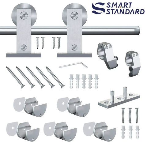 Top Mount Sliding Barn Door Hardware Kit In Stainless Steel, 6 Feet Track, Heavy Duty And Sturdy For 36 Inch Door components