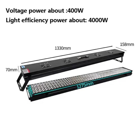 Knockout UV Led Curing Lamp For Quick 3D Printing Resin And Colloidal Workflows Dead Serious Diy Exposure Gear showing dimensions and light specs.