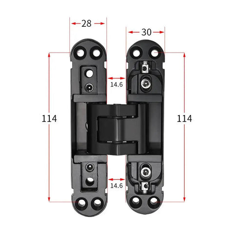 Adjustable Hydraulic Hidden Door Hinge Delivers Heavy Duty Self Closing Pivot With 180 Degree Concealed Rotation dimensions 114mm x 30mm x 28mm