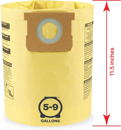 High Efficiency Disposable Vacuum Filter Bags For 5 To 9 Gallon Tanks Heavy Duty Filtration with 11.5-inch height
