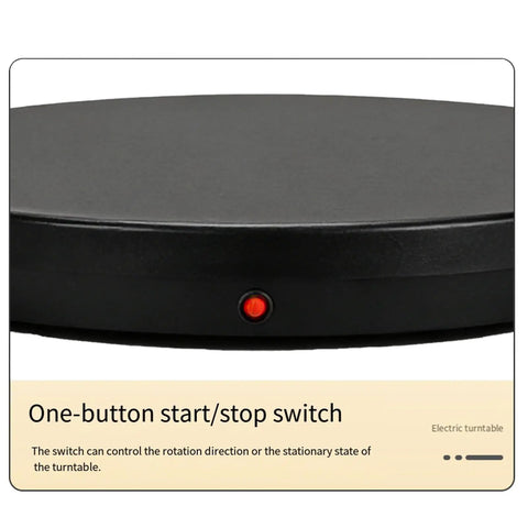 Detail of one-button start/stop switch on Heavy Duty 24 Inch Motorized Electric Turntable Stand With Remote Control.