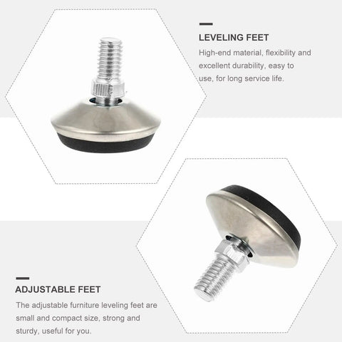 Adjustable Swivel Furniture Levelers, Heavy Duty Table And Chair Legs Feet, Stainless Steel And PP Material, 10 Pack, Easy To Level
