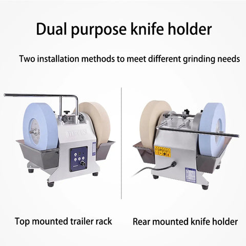 Dual purpose knife holder for Slick 10 Inch Water Cooled Wet Grinding Machine With Dual Variable Speed Stones for precision sharpening.