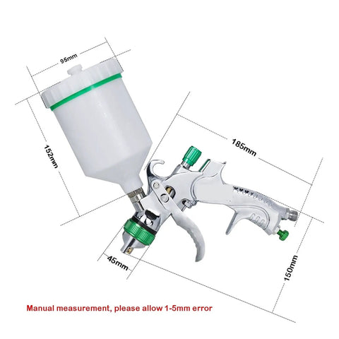 Slick Handheld Airbrush Kit And Hvlp Paint Sprayer Featuring 600ml Gravity Cup, 1.4mm nozzle, and aluminum body.
