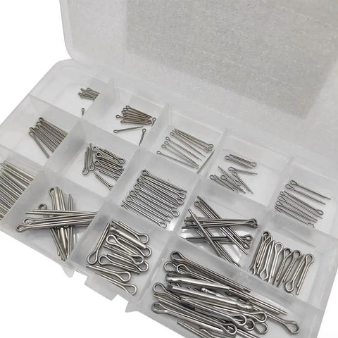 Go To Rust Resistant 304 Stainless Steel Cotter Pins Kit 150 Piece Assortment With M1 To M3 Sizes For Automotive Industrial And General Repairs Portable Storage And Secure Fastening, open storage box with assorted cotter pins