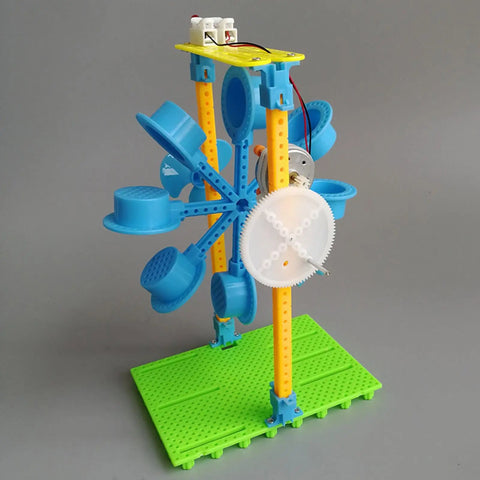 Mini Hydro Power Generator Kit With Water Wheel And Hand Crank for energy conversion demonstration, ABS plastic model.