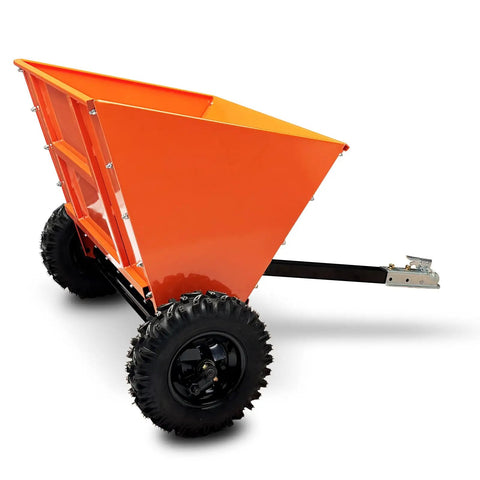 71 Gallon Tow Behind Sand And Salt Spreader For Snow And Ice Control With Adjustable Flow Heavy Duty Gravel Spreader, side view