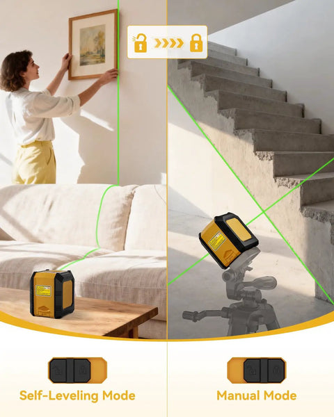 Laser Level With Tripod, Self Leveling Green Beam Cross Line For Horizontal And Vertical Alignment, use in home decor