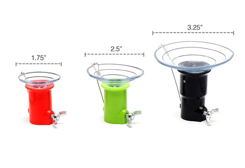 Three sizes of Heavy Duty Light Bulb Changer Kit For LED Bulbs With Ultra Strong Suction Cups, shown in red, green, and black.