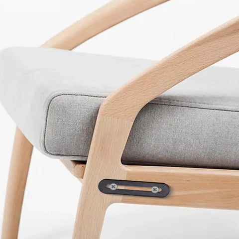Chair with Adjustable Flat Plate Braces For Wood 10 Piece Set In Stainless Steel With Black Finish mounted on frame