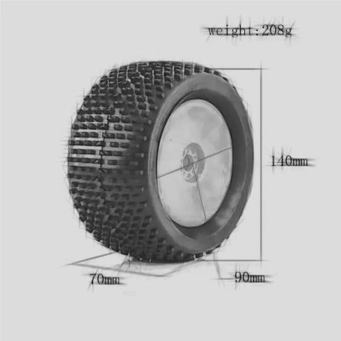 Off Road 140mm RC Buggy Tires With 17mm Hex Hubs Set Of Four For One Eighth Scale RC Cars Durable Plastic Rubber Build