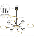 Modern Farmhouse Black And Gold LED Pendant Light 7 Light Sputnik Chandelier Dope Modern Ceiling Fixture dimensions