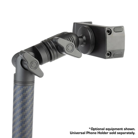 Rock Solid Locking Adjustable Mounting Arm Engineered From Durable Carbon Fiber Kevlar with an articulating pivot joint.