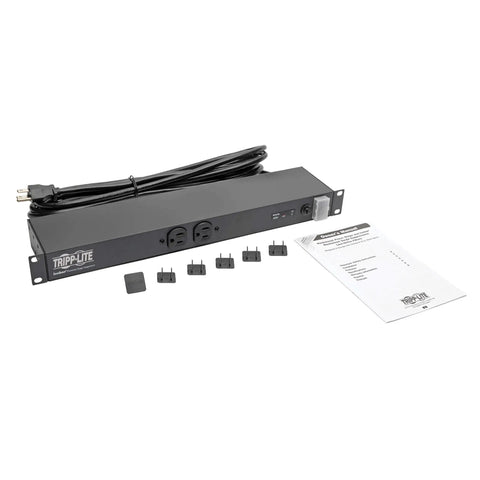 Isobar 12-Outlet Rackmount Surge Protected PDU Power Strip With 15A 120V, accessories and installation guide