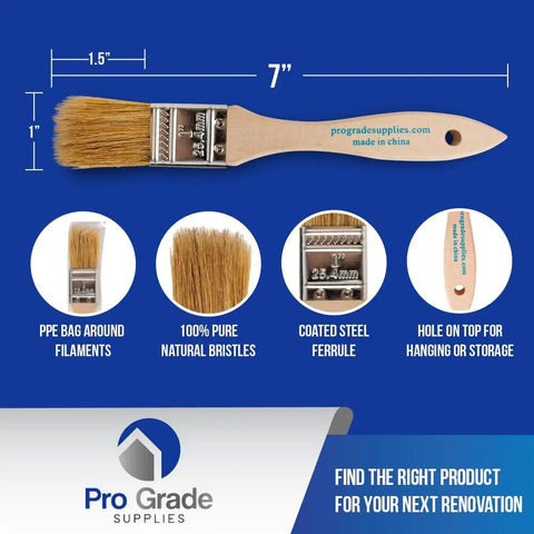 Chip Paint Brushes Pack 24 Count 1 Inch Wide With White Bristles And Light Brown Square Trim Handles Do It All For Painting Stains Varnish Acrylic Or Gesso Product Details