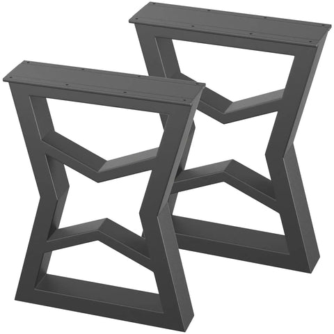 Black Metal Table Legs Set 28 Inch High By 24 Inch Wide, Two Tier DIY Desk Support, H Shape Design With Pre Drilled Holes And Storage Shelf