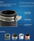 Flexible PVC Reducing Coupling With Stainless Steel Clamps One And A Half Inch By One And A Quarter Inch Black DWV Piping Fitting