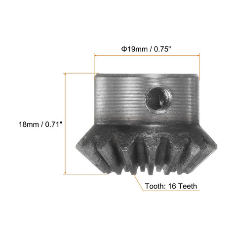 2 Pack Beefy Bevel Gear Set 1 To 1 Ratio 16 Teeth 6mm Shaft Hole 1.5 Module Tapered Bevel Pinion Gear